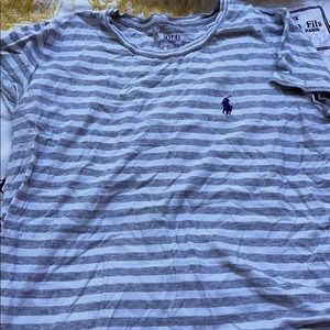 Grey and white polo shirt